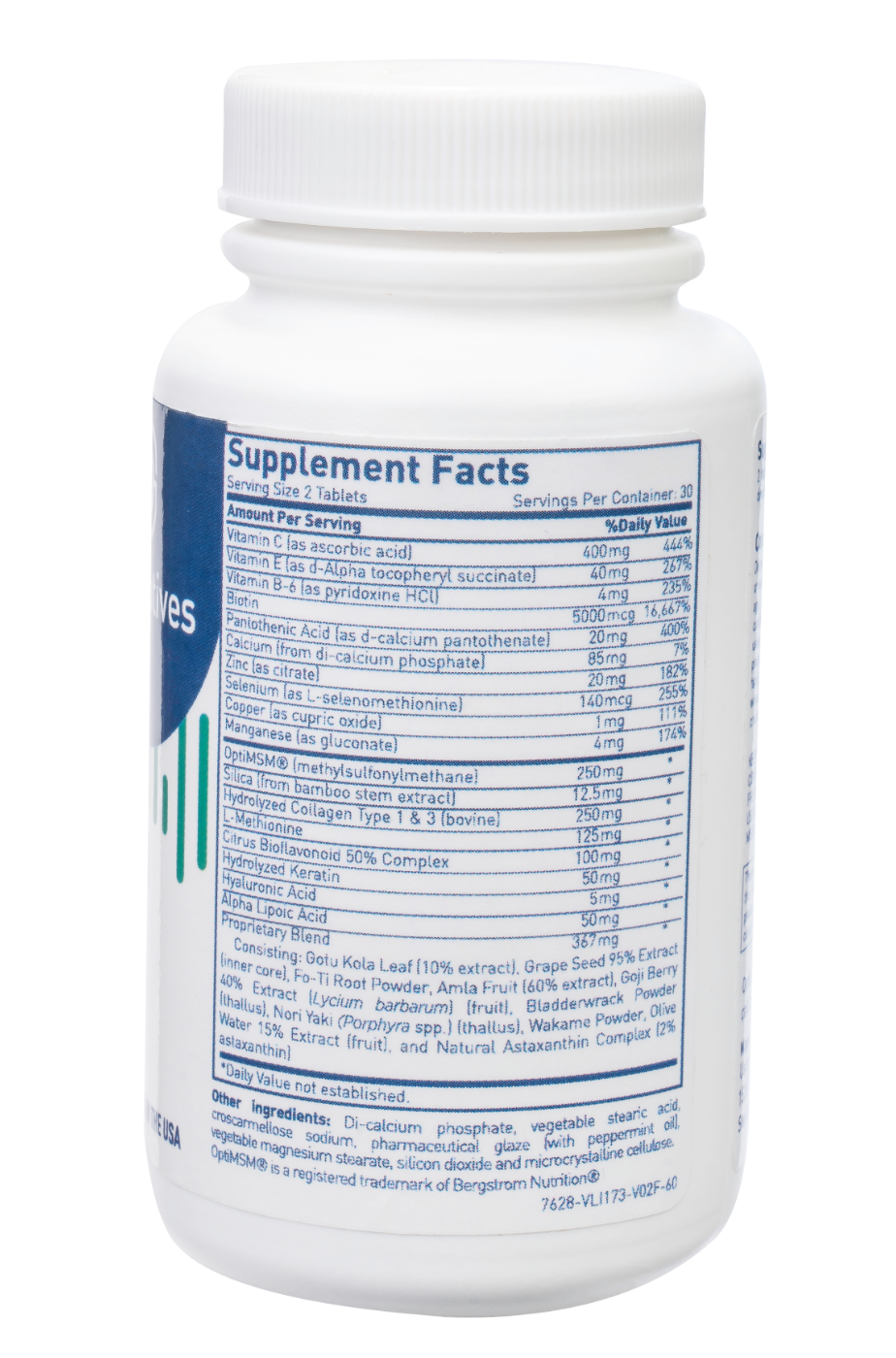 Uscriptives Hair, Skin, and Nails Formula Supplement Facts