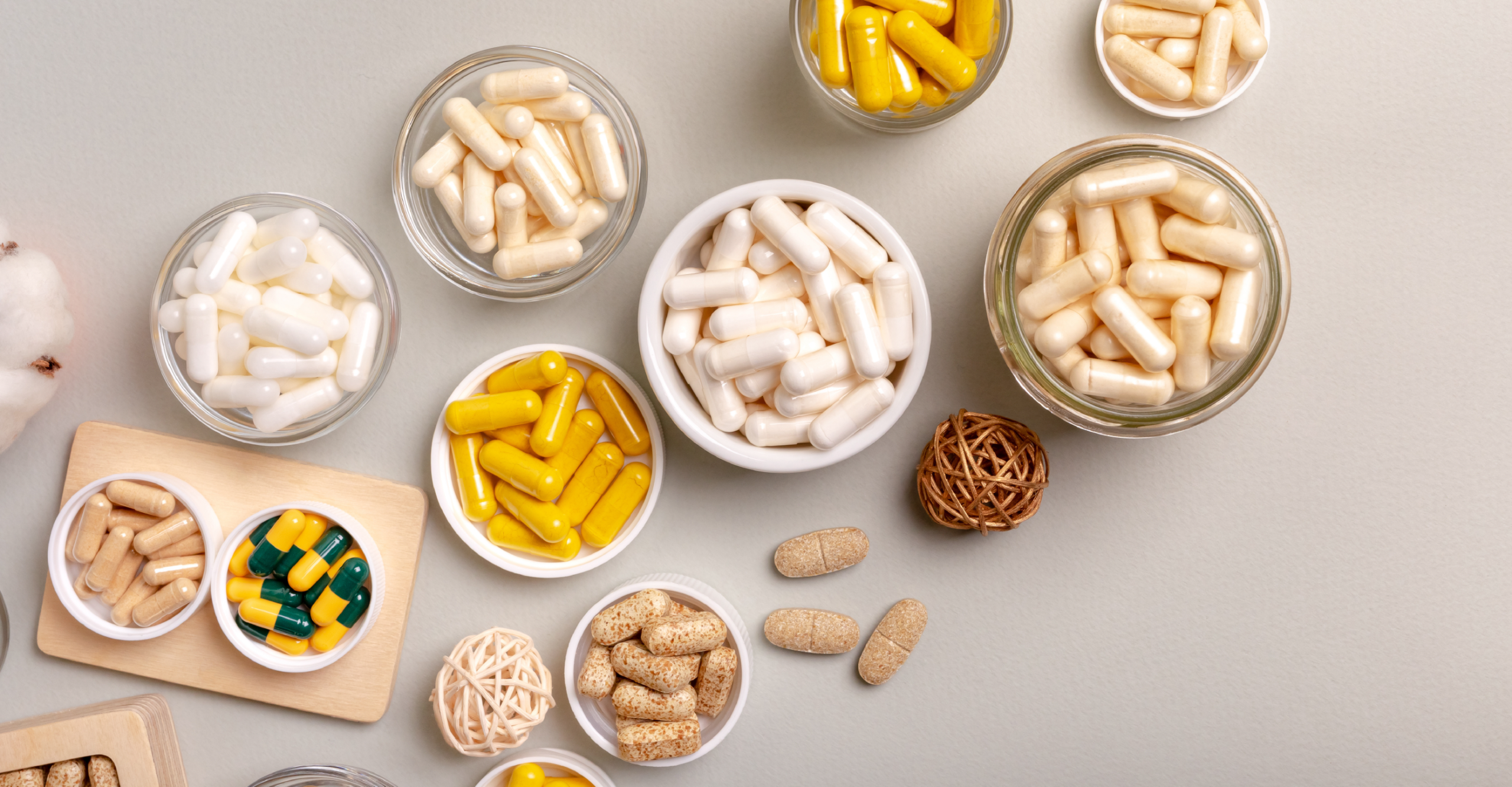 supplements on a table 